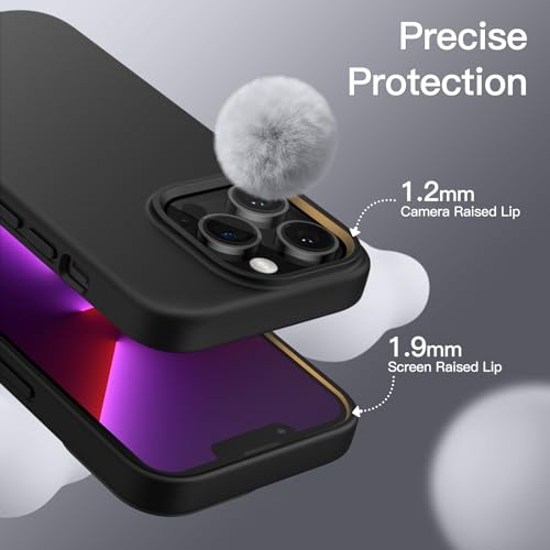 JETech Silicone Case for iPhone 13 Pro Max 6.7-Inch, Silky-Soft Touch Full-Body Protective Phone Case, Shockproof Cover with Microfiber Lining (Black)