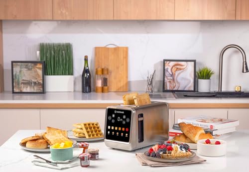 Nutricook 2 Slice Smart Toaster with Touch Screen, all in one for Bread, Bagel, Waffle, Pastry and English Muffin, reheat, Defrost & Favorite button, Stainless Steel,850W, 2 yrs warranty,NC-TS201
