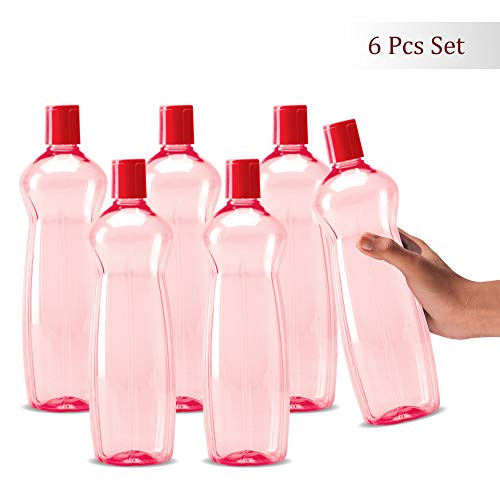 Milton Pacific Water Bottle with Lid Reusable Leakproof 34 Oz Set of 6-Pack Red, Plastic Large Big Drink Bottle Perfect for Cycling Camping Hiking Gym Yoga Travel, Outdoors, Great for Juices Milk