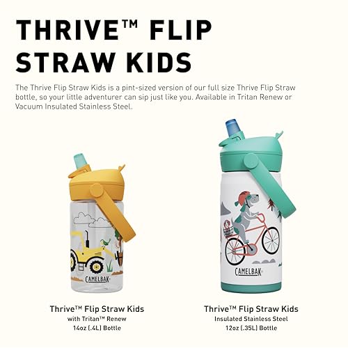 CamelBak Thrive Flip Straw Kids 12oz Water Bottle - Insulated Stainless Steel, Ocean Life