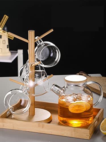 TAPIT Glass Teapot, Stovetop & Microwave Safe Heat Resistant Glass Borosilicate Teapot, Glass Kettle with Removable Filter Spout for Loose Leaf Tea & Blooming Tea (1.6L)