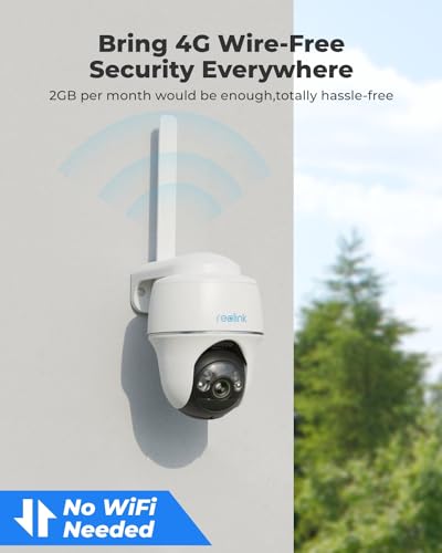 REOLINK Go PT Plus - 5MP Pan Tilt 4G LTE Cellular Security Camera, Camera Outdoor Wireless, 2K+ HD Color Night Vision, Solar Power, Smart Detection, No WiFi, No Wires, Ideal for Off-Gird Areas