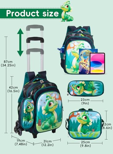 School Bag,Children School Bag Student Backpack with Pencil Bag, Lunch bag, Trailer, 3D cartoon pattern Large volume Waterproof Bookbag and for 3-10 Year Elementary Kindergarten