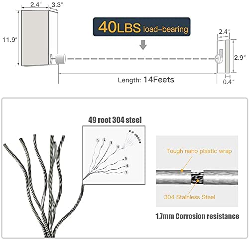 Retractable Clothesline- Adjustable Self Adhesive Clothesline, Stainless Steel Tightness Laundry Line, Tightness Wall Mounted, Cloth String Hanger(One Line, White)