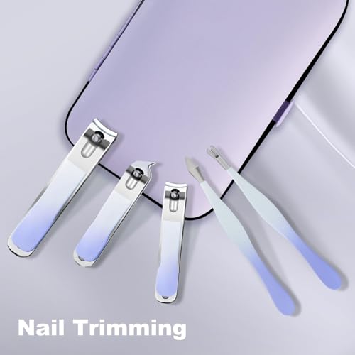 Azonee Manicure Set, 10 Pcs High-Carbon Steel Nail Clippers Set, Nail Clippers Scissors Pedicure Tools Kit, Portable Travel Grooming Kit for Men and Women with Leather Case, Suitable for Home, Travel
