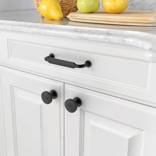 Azonee 10-Pack Matte Black Cabinet Pulls, 3-3/4 Inch (96mm) Hole Centers, Zinc Alloy Drawer Handles with 20 Screws (22mm) for Kitchen, Closet, Dresser, and Cabinet Hardware