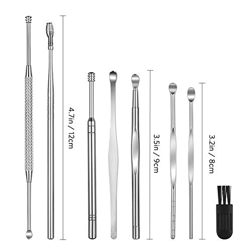 Geengle 8 Pcs Ear Pick Earwax Removal Kit, Ear Cleansing Tool Set, Ear Curette Ear Wax Remover Tool with a Cleaning Brush and Storage Box