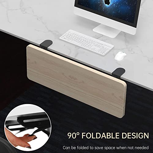 OUGIC Ergonomics Desk Extender Tray, 25.2"x9.5" Punch-Free Clamp on, Foldable Keyboard Drawer Tray, Table Mount Arm Wrist Rest Shelf, Computer Elbow Arm Support
