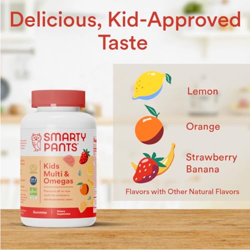 SmartyPants Kids Formula Daily Gummy Multivitamin: Vitamin C, D3, and Zinc for Immunity, Gluten Free, Omega 3 Fish Oil (DHA/EPA), Vitamin B6, B12, 120 Count (30 Day Supply)