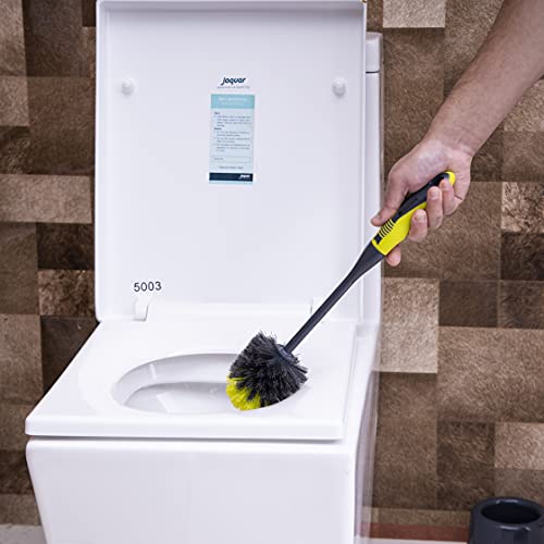 Royalford Toilet Brush with Holder - Easy Storage with Comfortable Handle - Compact Round Design - Clears Clogged Toilets and drains - Ideal for Home & Office Use