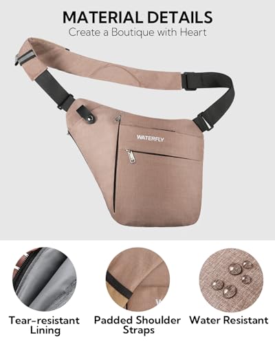 WATERFLY Sling Crossbody Chest Bag: Slim Anti-Theft Cross Body Bag Over Shoulder Backpack Stealth Side Pack Man Woman