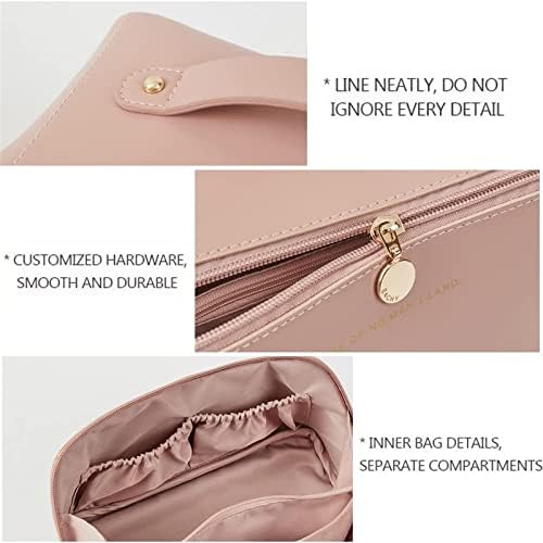 WBOOO Large Capacity Travel Cosmetic Bag, Multifunction Organizer Storage Bag, Makeup Bag with Handle and Dividers, Skincare Dispenser, Toiletry Bag for Women, 9.25x4.13x4.33 inch - Beige.