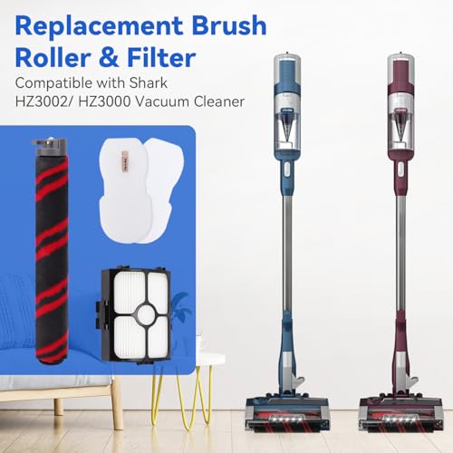 HZ3002 Replacement Brush Roller and Filters for Shark HZ3002/ HZ3000 Vacuum Cleaner - Replace Parts XFFKHZ3000 XHFHZ3000, 1 Brush Roller 2 HEPA Filters & 2 Foam and Felt Filters