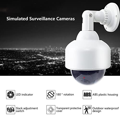 Rubik Dummy CCTV Camera with Flashing Red LED Light and CCTV Sticker Sign, Fake Surveillance Security Indoor Outdoor Waterproof Dome Camera for Home Office