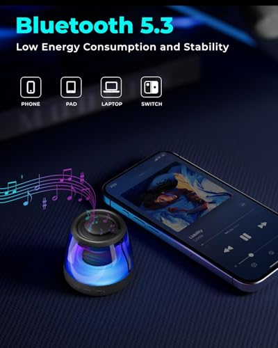 Magnetic Bluetooth Speaker, Portable Bluetooth Speaker with RGB Light, Waterproof Wireless Speaker, Phone Stand for iPhone 16/15/14/13/12 Series, Small Speaker for Shower, Outdoor, Birthday Gift