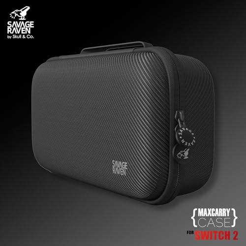Savage Raven by Skull & Co. NeoGrip Bundle for Nintendo Switch 2: An Ergonomic Grip Hard Shell Handheld Case with Replaceable Grips [to fit All Hands Sizes] [with Carrying Case]- Black