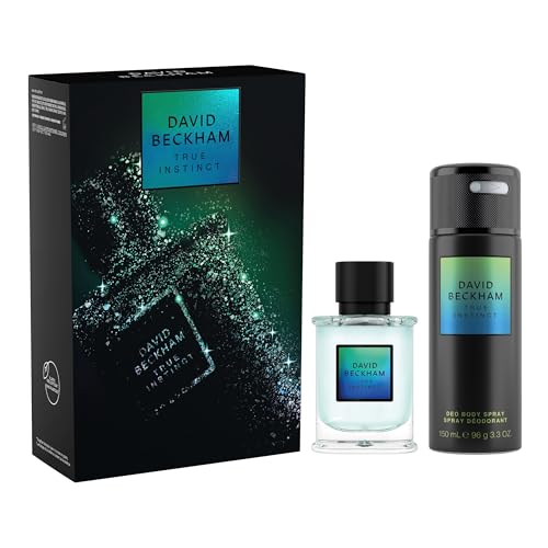 David Beckham True Instinct Eau de Parfum and Deo Body Spray Gift Set for Men, Ambery, Woody Scent, 50ml (1.6oz), 150ml (5oz)