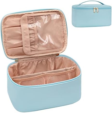 OCHEAL Makeup Bag, Portable Cosmetic Bag, Large Capacity Travel Makeup Case Organizer, Black Makeup Bags For Women Toiletry Bag for Girls Traveling With Handle and Divider