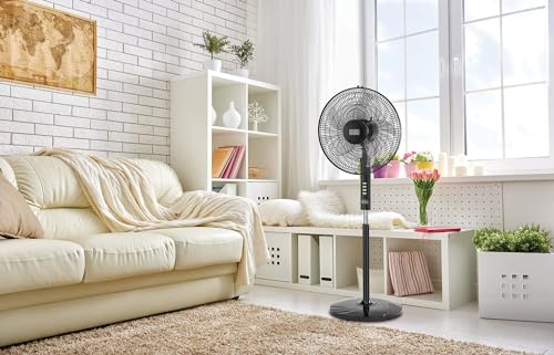 Black & Decker 60W Stand Fan 16 Inch Diameter, 90° Wide Swing 3 Speeds Plus Modes And 5AS Blade, For The Perfect Temperature FS1620-B5 2 Years Warranty