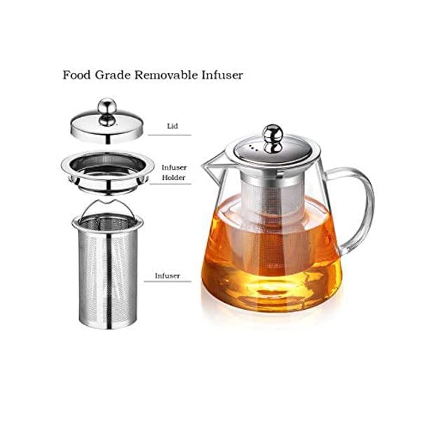 AUTOYSUR Glass Teapot with Infuser Tea Pot 25oz/32oz/43oz Tea Kettle Stovetop Safe Blooming and Loose Leaf Tea Maker Set - 750ml