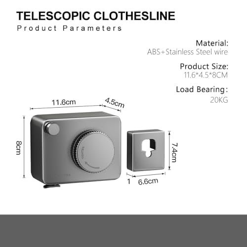 Retractable Clothesline Indoor, Clothes Line Retracting Outdoors, Wall Mounted Clothes Line Outdoors Set,13.8 Ft Heavy-Duty Retractable Laundry Line(BLACK)