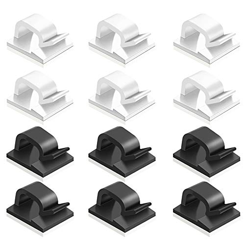 FineGood 60 Pieces of Plastic Cord Adhesive Storage and Management Cable Clips-Black, White