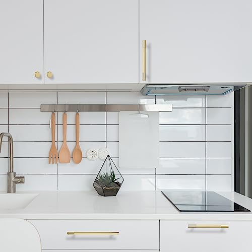 COTYKILEY 10 Pack 5 Inch(128mm) Brushed Brass Cabinet Handles Gold Knurled Kitchen Cabinet Pulls Cabinet Door Handles Kitchen Cabinet Hardware Cupboard Drawer Pulls Dresser Handles