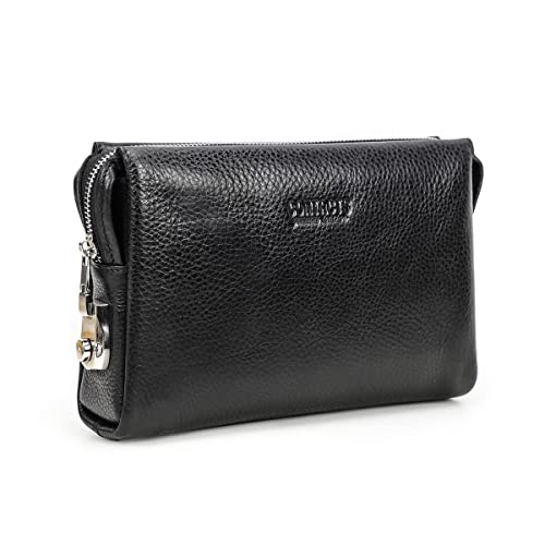 Contacts Genuine Leather Code Lock Clutch Wallet for Men Travel Anti Theft Clutch Bag Wristlet Handbag Organizer
