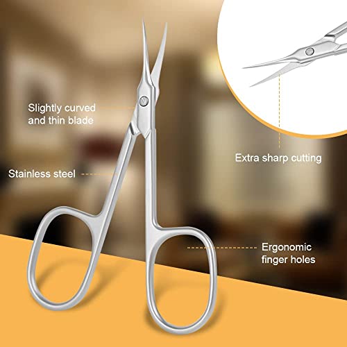 URAQT Professional Stainless Steel Curved Cuticle Scissors - Sharp for Dead Skin, Manicure, Pointed Beauty Trimming - Eyebrows, Nose Hair, Finger & Toe Nail Care