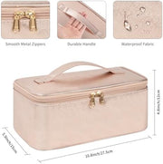 OCHEAL Makeup Bag, Portable Cosmetic Bag, Large Capacity Travel Makeup Case Organizer, Black Makeup Bags For Women Toiletry Bag for Girls Traveling With Handle and Divider