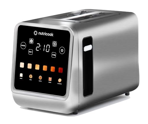 Nutricook 2 Slice Smart Toaster with Touch Screen, all in one for Bread, Bagel, Waffle, Pastry and English Muffin, reheat, Defrost & Favorite button, Stainless Steel,850W, 2 yrs warranty,NC-TS201