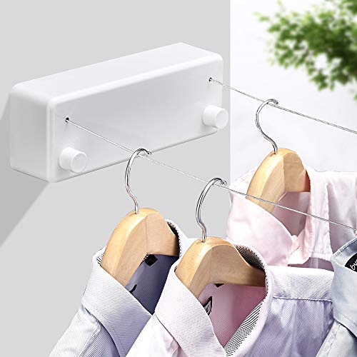BESy Retractable Clothesline SUS304 Stainless Steel Clothes Dryer with Adjustable Stainless Steel Rope String Hotel Style Heavy Duty,9.2 Feets,Polished Chrome Finish, Round Style