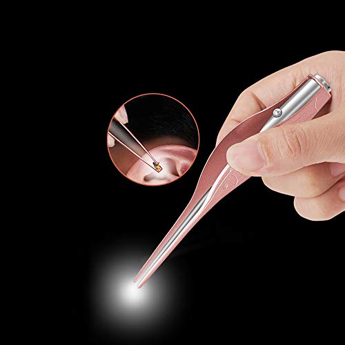 ametoys 2PCS Earwax Removal Ear Pick Set Stainless Steel Earwax Remover Spoon Baby Kids Adult Earpick Ear Picker with LED Light