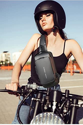 USB Charging Sport Sling Anti-theft Shoulder Bag, Anti-theft Crossbody Bag Men's & Women Shoulder Bag Backpack Motorcycle Bag,Waterproof Motorcycle Bag Chest Bags for Men Women