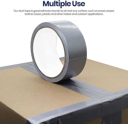 MARKQ 4 Rolls Duct Tape | 2 inches x 15 yards Strong Adhesive Silver Tape for Packing, Kitchen Home, Office, Indoor & Outdoor Use