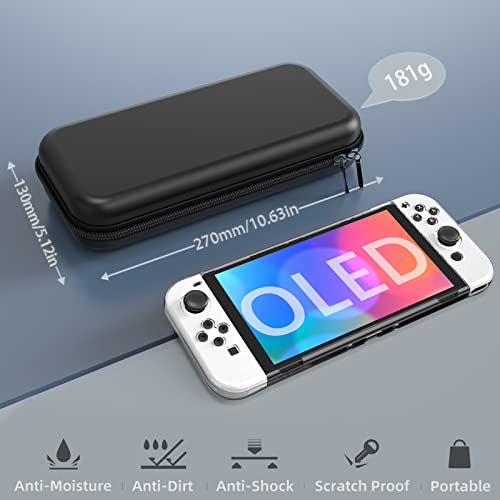 HEYSTOP Case Compatible with Nintendo Switch OLED Model, 9 in 1 Accessories Kit for 2021 Nintendo Switch OLED Model with Dockable Protective Case Cover, HD Switch Screen Protector and Thumb Grip Caps