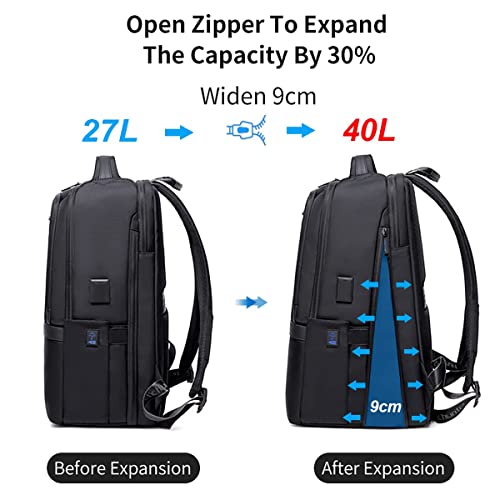 ah arctic hunter 16" Laptop Backpack with Tablet Compartment, Expandable Backpack 40L Travel Backpack Water-resistant Business School Backpack with USB Port for Men