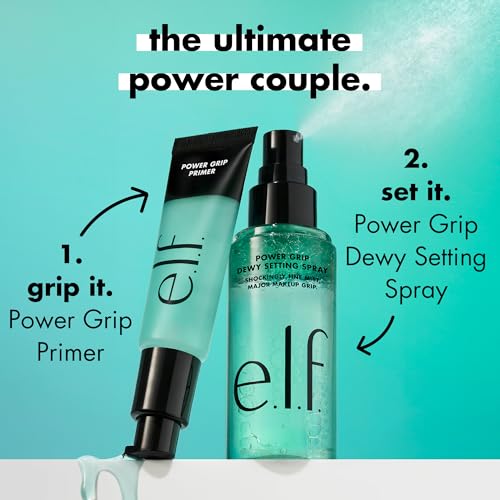 e.l.f. Power Grip Dewy Setting Spray, Ultra Fine & Long-Lasting Formula, Fixes Makeup for a Hydrated, Dewy Finish, Vegan & Cruelty Free