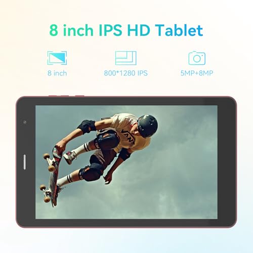 C idea 8 inch Tablet, Android 13.0 Tablet with SIM Card Slot Wifi/5G LTE 8GB RAM,512GB ROM Storage Dual 5MP Camera HD IPS Display, CM828 (Red)