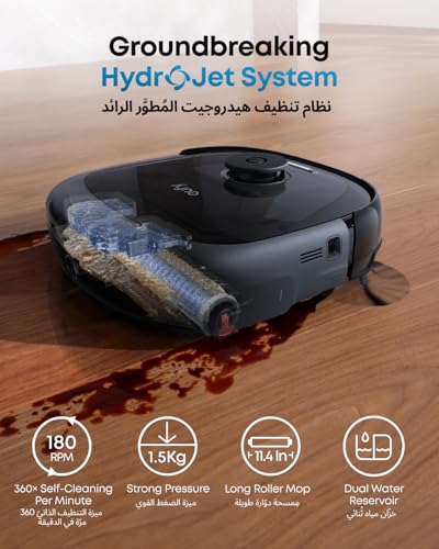 eufy E28 Omni Robot Vacuum Cleaner with Mop, HydroJet System, Portable Deep Cleaner for Carpet, Spot Cleaner, 20,000 Pa Turbo Suction, Zero Tangling, Corner-to-Edge Deep Cleaning, All-In-One Station