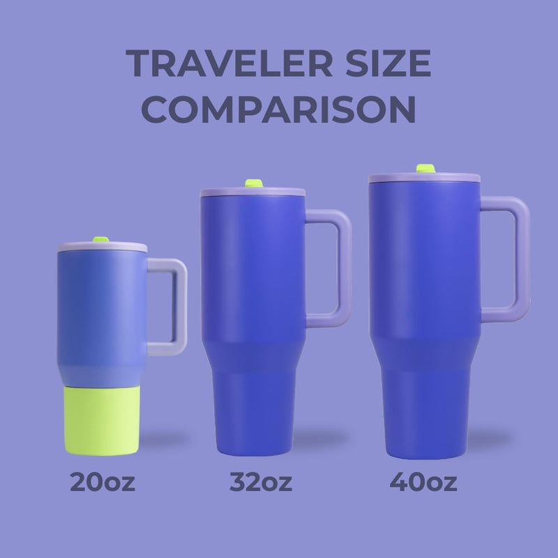 HydroJug Traveler - Modern 40 oz Tumbler with Handle & Simple Flip Straw - Car Cup Holder Friendly, Leak Resistant Water Bottle-Reusable Insulated Stainless Steel & Rubber Base - Gifts for Women & Men