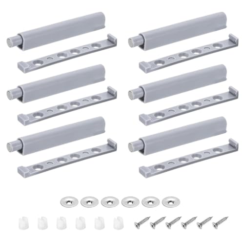 Goodern Push to Open Door Latches,6PCS Push Open Cabinet Hardware Heavy Duty Magnetic Push Latch for Hidden Door Closure Drawer Plastic Damper Buffer Push for Kitchen Hardware Push Release Latch