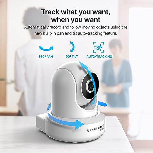 Amcrest 1080P WiFi Security Camera 2MP Indoor Pan/Tilt Wireless IP Camera, IP2M-841W (White)