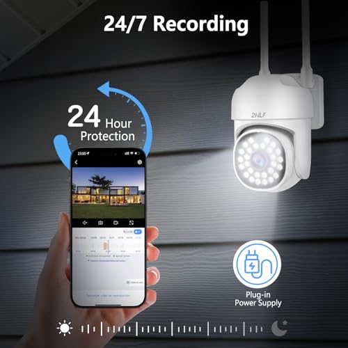 2NLF 1080P HD Outdoor Security Camera Wireless, 5GHz & 2.4GHz Wi-Fi PTZ Security Camera with 360° Vision, Motion Detection, Color Night Vision, Two-Way Audio, SD/Cloud Storage, IP66 Waterproof