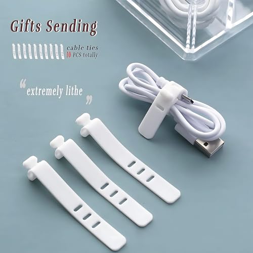 X spring Data Cable Organizer Box, Cord Storage Box, Electronics Cable Organizer Box, Cable Storage Box with 10 Wire Ties for Home Drawer Office Desk Organizers and Accessories