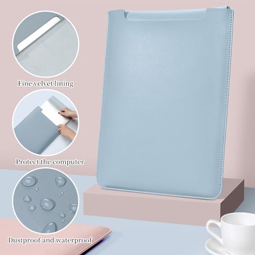 nalaina 13 Inch Laptop Sleeve Bag, Waterproof Computer Protective Case - 360° Protective, PU Leather, Soft with Accessory Bag, Portable, Suitable for home, office, travel (Blue)
