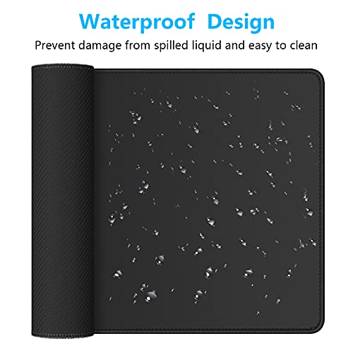Dapesuom Large Mouse Pad, Extended Gaming Mouse Mat with Stitched Edges, Full Size Desk Mats with Non-Slip Base, Computer Big Desktop Keyboard Pad for Laptop, Office, 23.6 x 11.8 in, Jet Black