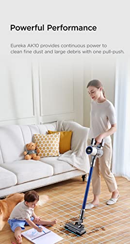EUREKA AK10 Lightweight Cordless Stick Vacuum Cleaner 26KPa,450W Powerful BLDC Motor Wireless Vacuum Cleaner for Multi Flooring Deep Clean, Up to 60 Mins Runtime Detachable Battery with LED Display