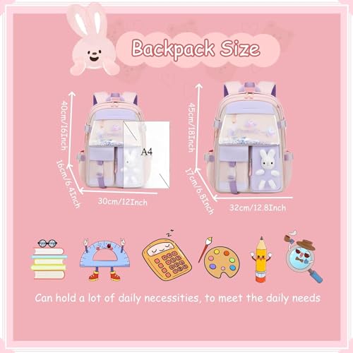 TNTAIAHL Kawaii Bunny Sequin Kids Girls Backpack Elementary Students Book Bag Primary School Bag for Teens