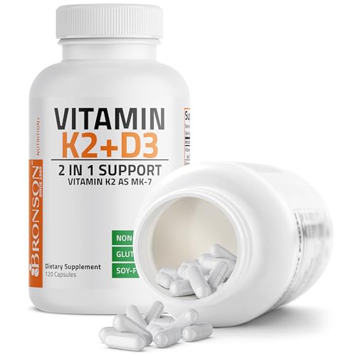 Bronson Vitamin K2 (MK7) with D3 Supplement - Vitamin D & K Complex Premium Non GMO, 120 Capsules